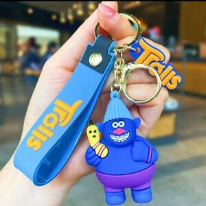 Trolls Character Silicone Keychain -BLUE
